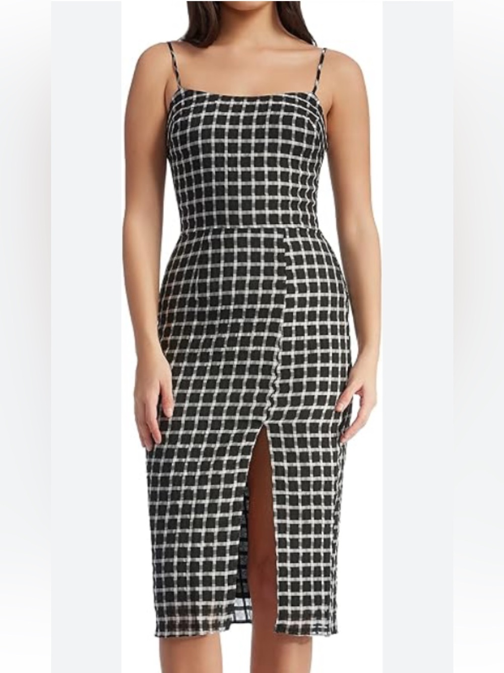 Black and White Check Slip Midi Shaireen Dress the Population XXS